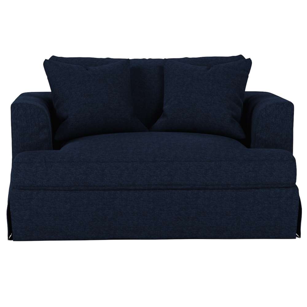 Sunset Trading -  Newport  Slipcovered 52in Wide Chair and A Half with Ottoman Navy Blue - SY-130015-30-391049 veiw 3