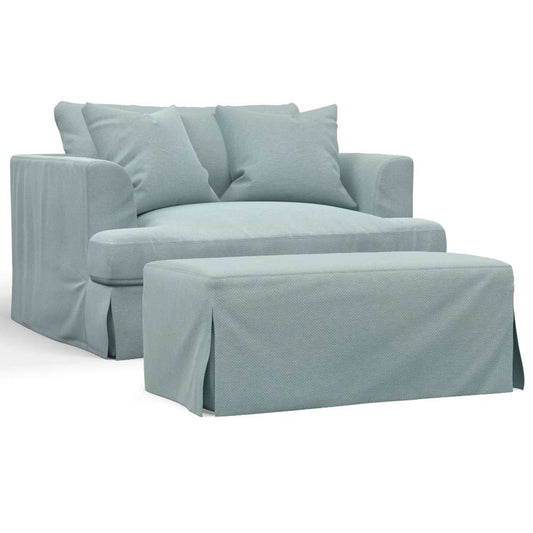Sunset Trading -  Newport  Slipcovered 52in Wide Chair and A Half with Ottoman Ocean Blue - SY-130015-30-391043 veiw 1