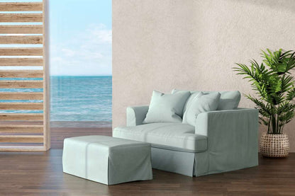 Sunset Trading -  Newport  Slipcovered 52in Wide Chair and A Half with Ottoman Ocean Blue - SY-130015-30-391043 veiw 6