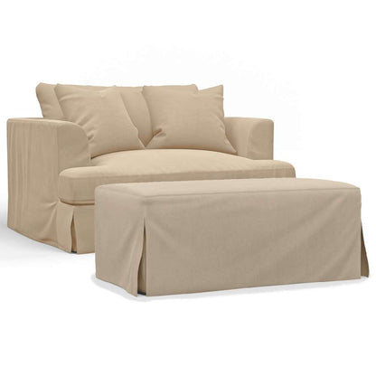 Sunset Trading -  Newport  Slipcovered 52in Wide Chair and A Half with Ottoman Tan - SY-130015-30-391084 veiw 1