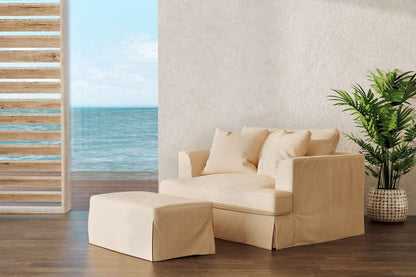 Sunset Trading -  Newport  Slipcovered 52in Wide Chair and A Half with Ottoman Tan - SY-130015-30-391084 veiw 6