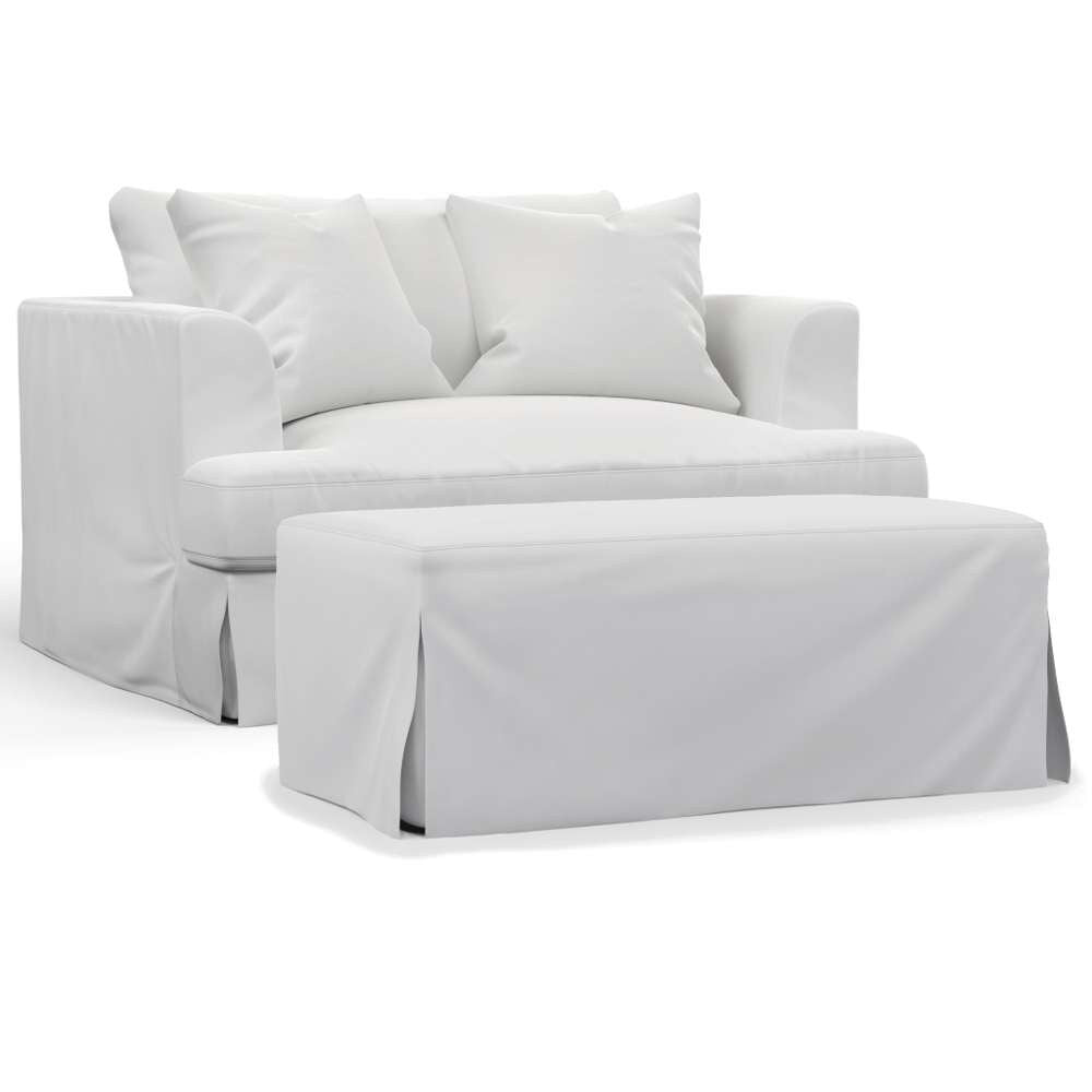 Sunset Trading -  Newport  Slipcovered 52in Wide Chair and A Half with Ottoman White - SY-130015-30-391081 veiw 1