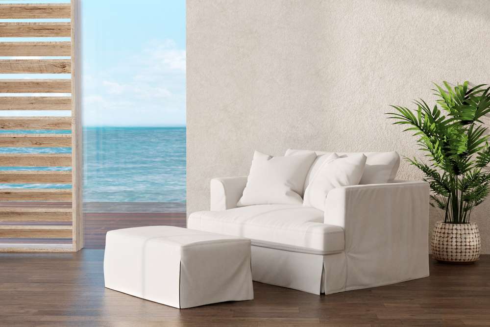 Sunset Trading -  Newport  Slipcovered 52in Wide Chair and A Half with Ottoman White - SY-130015-30-391081 veiw 6