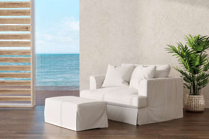 Sunset Trading -  Newport  Slipcovered 52in Wide Chair and A Half with Ottoman White - SY-130015-30-391081 veiw 6