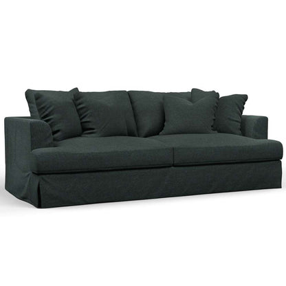 Sunset Trading -  Newport  Slipcovered Recessed Fin Arm 94in Sofa Dark Gray - SY-130000-391098 veiw 1