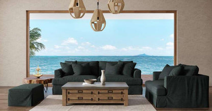 Sunset Trading -  Newport  Slipcovered Recessed Fin Arm 94in Sofa Dark Gray - SY-130000-391098 veiw 6