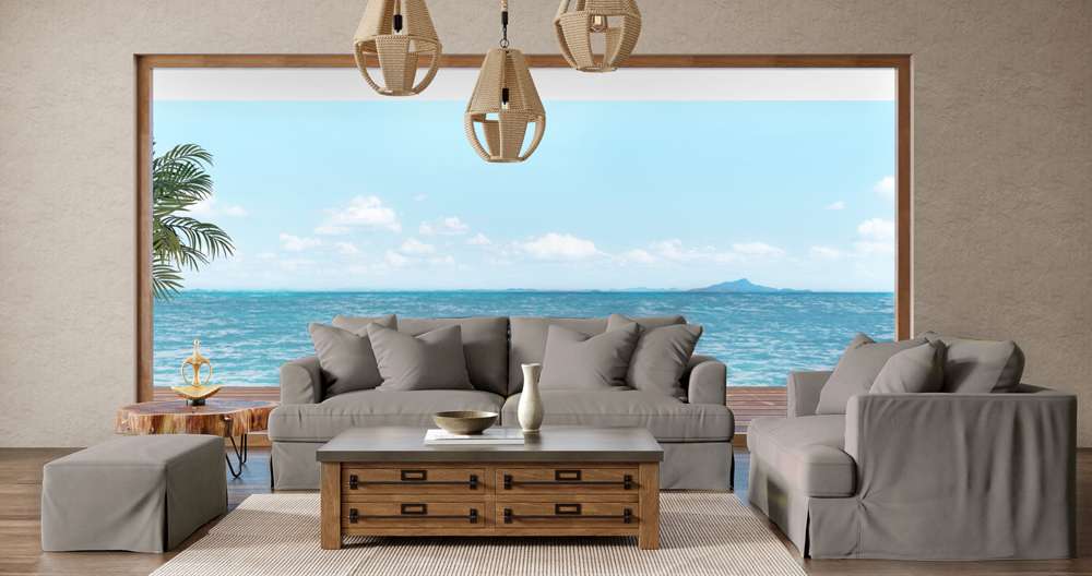Sunset Trading -  Newport  Slipcovered Recessed Fin Arm 94in Sofa Gray - SY-130000-391094 veiw 6