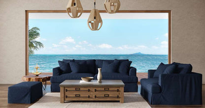 Sunset Trading -  Newport  Slipcovered Recessed Fin Arm 94in Sofa Navy Blue - SY-130000-391049 veiw 6