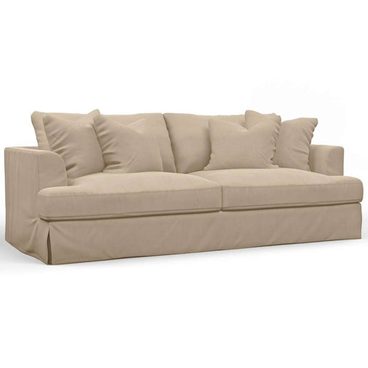 Sunset Trading -  Newport  Slipcovered Recessed Fin Arm 94in Sofa Tan - SY-130000-391084 veiw 1
