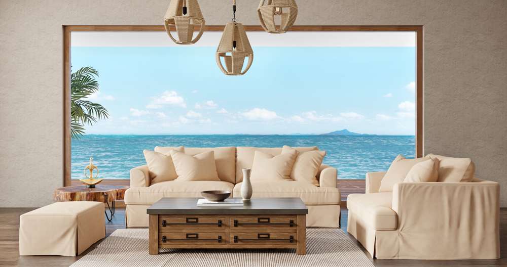 Sunset Trading -  Newport  Slipcovered Recessed Fin Arm 94in Sofa Tan - SY-130000-391084 veiw 6