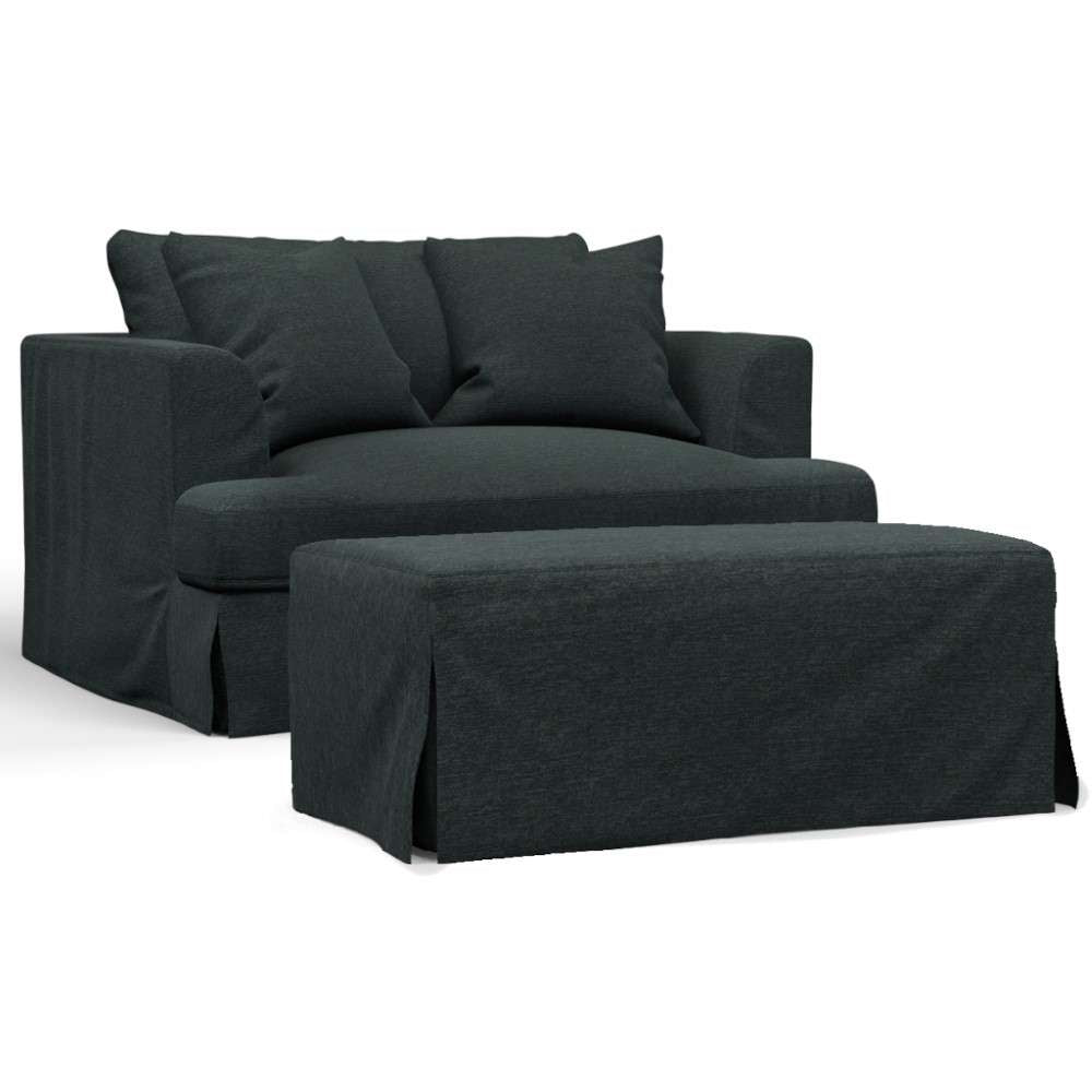 Sunset Trading - Newport Slipcover Only for 52in Wide Chair and A Half with Ottoman 2 Throw Pillow Covers Dark Gray - SY-130015SC-30-391098 veiw 1