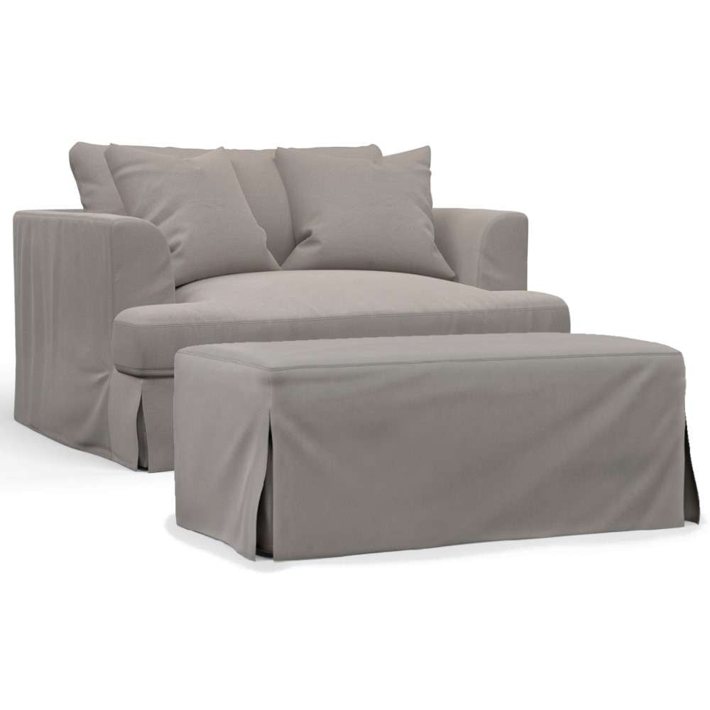 Sunset Trading - Newport Slipcover Only for 52in Wide Chair and A Half with Ottoman 2 Throw Pillow Covers Gray - SY-130015SC-30-391094 veiw 1