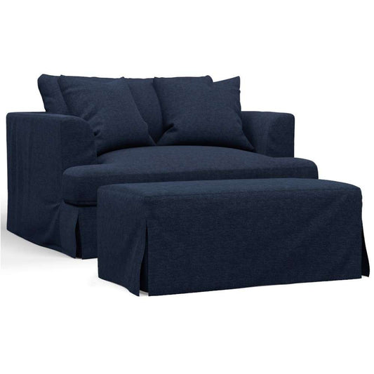Sunset Trading - Newport Slipcover Only for 52in Wide Chair and A Half with Ottoman 2 Throw Pillow Covers Navy Blue - SY-130015SC-30-391049 veiw 1