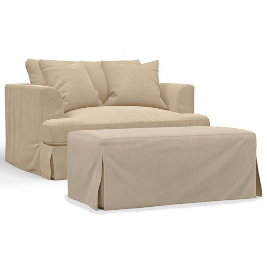 Sunset Trading - Newport Slipcover Only for 52in Wide Chair and A Half with Ottoman 2 Throw Pillow Covers Tan - SY-130015SC-30-391084 veiw 1