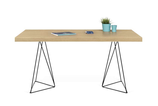 TEMAHOME - Multi 71 Table Top with Trestles in Oak / Black Lacquered Steel - 9500613807 veiw 2