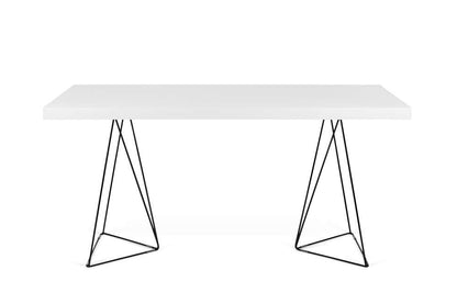 TEMAHOME - Multi 71 Table Top with Trestles in Pure White / Black Lacquered Steel - 9500613821 veiw 1