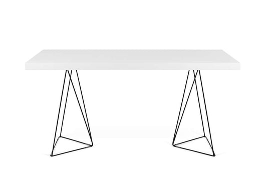 TEMAHOME - Multi 71 Table Top with Trestles in Pure White / Black Lacquered Steel - 9500613821 veiw 1