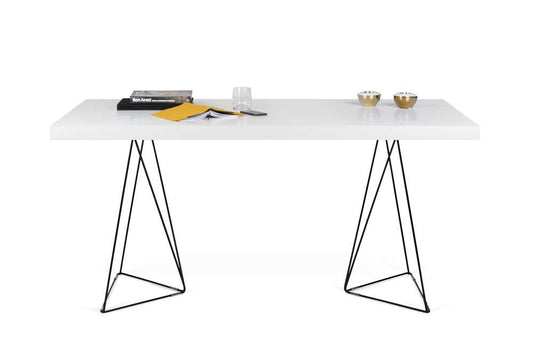 TEMAHOME - Multi 71 Table Top with Trestles in Pure White / Black Lacquered Steel - 9500613821 veiw 2