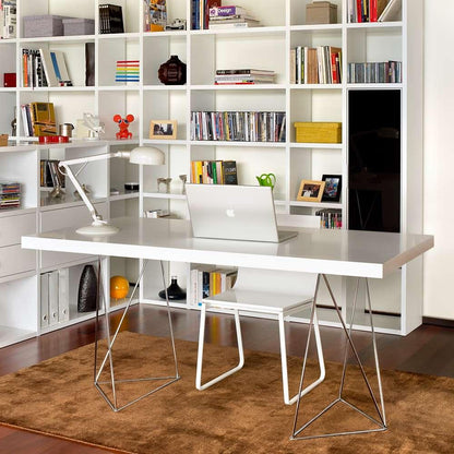 TEMAHOME - Multi 71in Table Top with Trestles in Pure White / Chrome - 9500611452 veiw 3