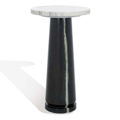 Safavieh - Valentia Round Marble Accent Table - White - Black - SFV9704F veiw 3