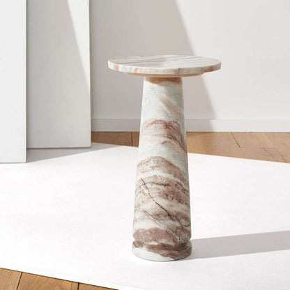 Safavieh - Valentia Round Marble Accent Table - White - Brown - SFV9704B veiw 3