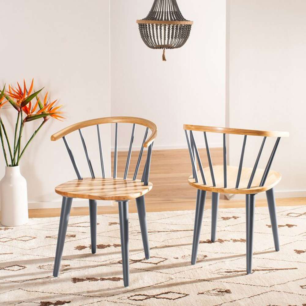 Safavieh - Blanchard Side Chair - Natural - Dark Grey  (Set of 2) - AMH8512E-SET2 veiw 2