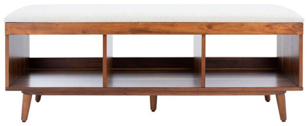 Safavieh - Cricket Open Shelf Bench W/Cush - Cream - Natural Acacia - BCH5000A veiw 1