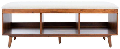 Safavieh - Cricket Open Shelf Bench W/Cush - Cream - Natural Acacia - BCH5000A veiw 1