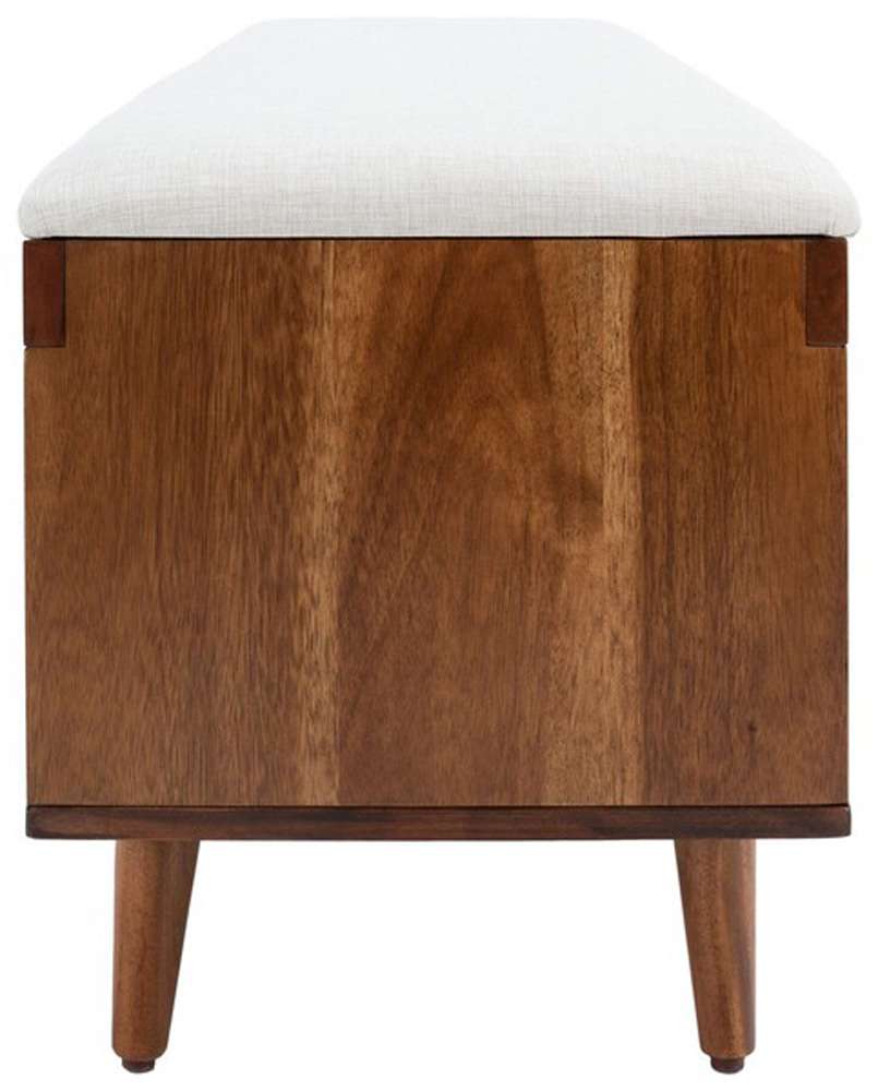 Safavieh - Cricket Open Shelf Bench W/Cush - Cream - Natural Acacia - BCH5000A veiw 3