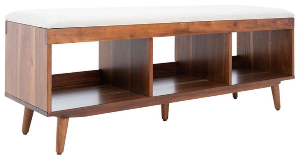 Safavieh - Cricket Open Shelf Bench W/Cush - Cream - Natural Acacia - BCH5000A veiw 4