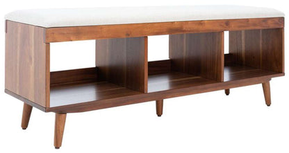 Safavieh - Cricket Open Shelf Bench W/Cush - Cream - Natural Acacia - BCH5000A veiw 4