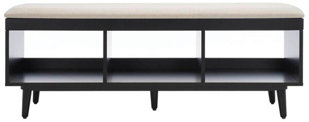 Safavieh - Cricket Open Shelf Bench W/Cush - Creme - Black - BCH5000C veiw 1
