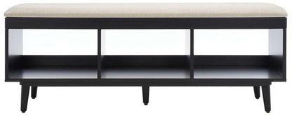 Safavieh - Cricket Open Shelf Bench W/Cush - Creme - Black - BCH5000C veiw 1