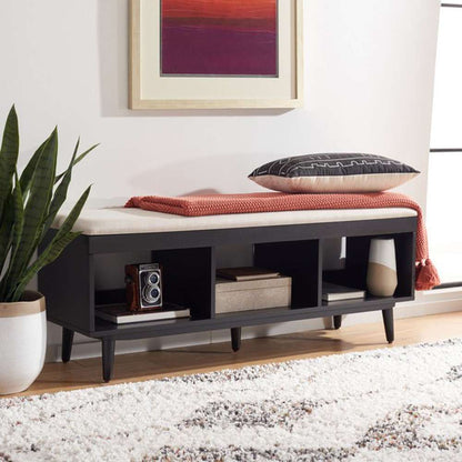 Safavieh - Cricket Open Shelf Bench W/Cush - Creme - Black - BCH5000C veiw 2