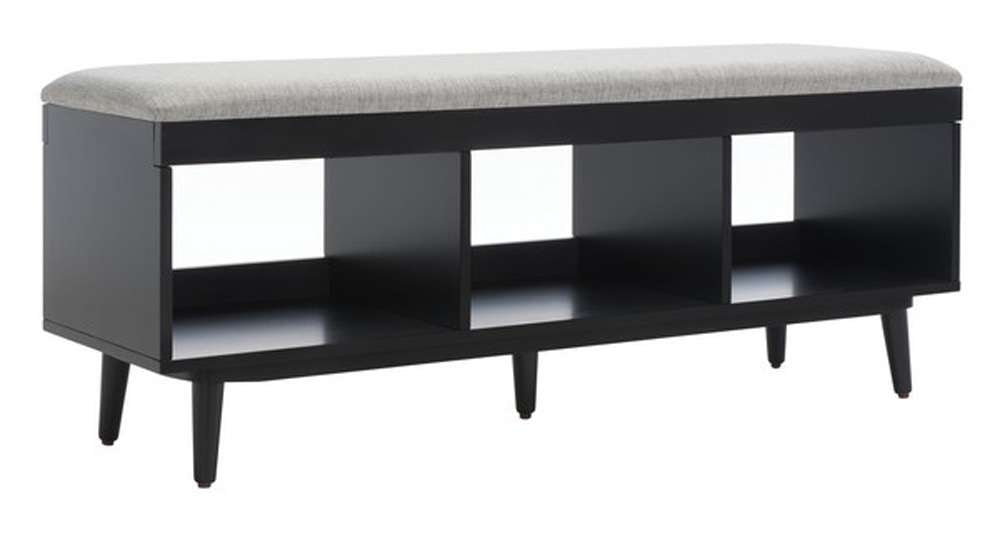 Safavieh - Cricket Open Shelf Bench W/Cush - Grey - Black - BCH5000D veiw 3