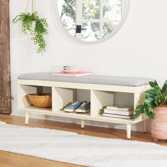 Safavieh - Cricket Open Shelf Bench W/Cush - Grey - Cream - BCH5000F veiw 2