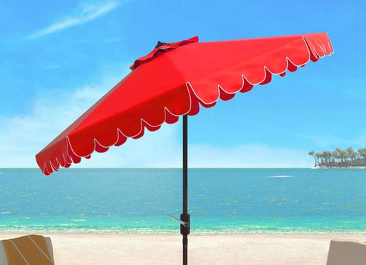 Safavieh - Dorinda 9Ft Crank Umbrella - Red - White - PAT8010C veiw 1