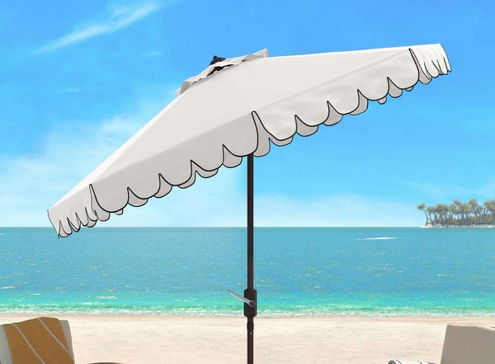 Safavieh - Dorinda 9Ft Crank Umbrella - White - Black - PAT8010E veiw 1