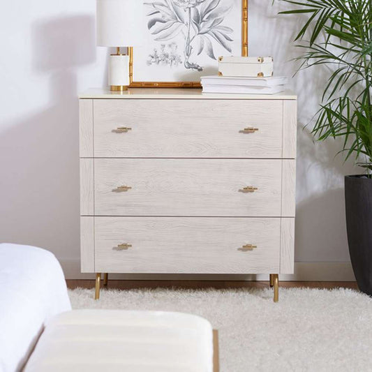 Safavieh - Genevieve 3 Drawer Dresser - Cream - White Washed - DRS5000E veiw 2
