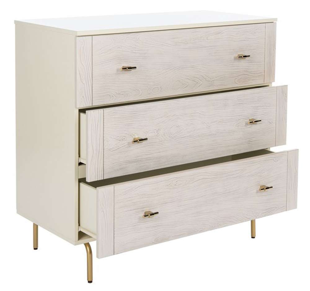 Safavieh - Genevieve 3 Drawer Dresser - Cream - White Washed - DRS5000E veiw 4