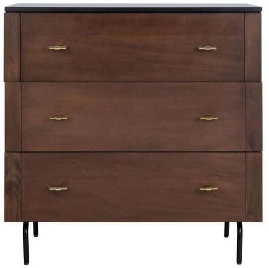Safavieh - Genevieve 3 Drawer Dresser - Walnut - Black - DRS5000A veiw 1