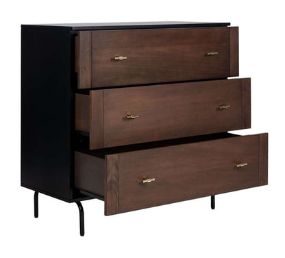 Safavieh - Genevieve 3 Drawer Dresser - Walnut - Black - DRS5000A veiw 3