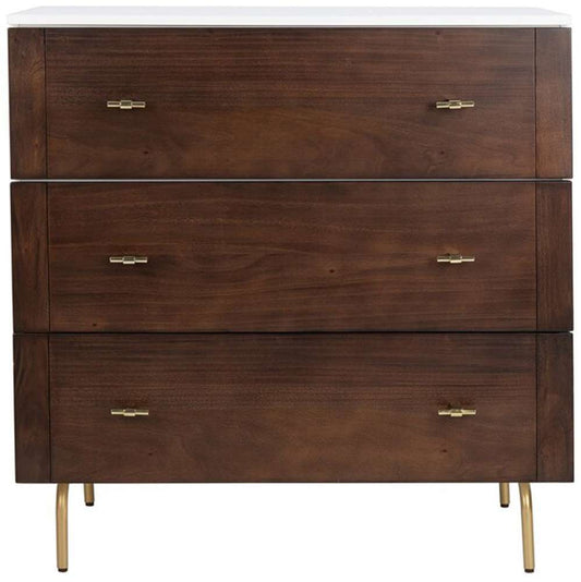 Safavieh - Genevieve 3 Drawer Dresser - White - Walnut - DRS5000B veiw 1