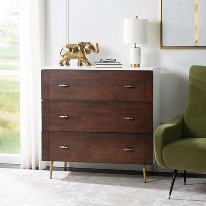 Safavieh - Genevieve 3 Drawer Dresser - White - Walnut - DRS5000B veiw 2