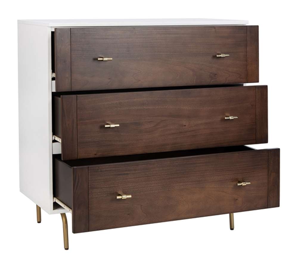 Safavieh - Genevieve 3 Drawer Dresser - White - Walnut - DRS5000B veiw 3