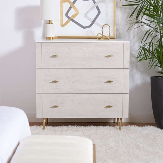 Safavieh - Genevieve 3 Drawer Dresser - White - White Washed - DRS5000D veiw 2