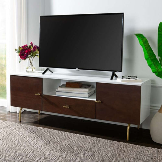 Safavieh - Genevieve Media Stand - Walnut - White - MED5000A veiw 2