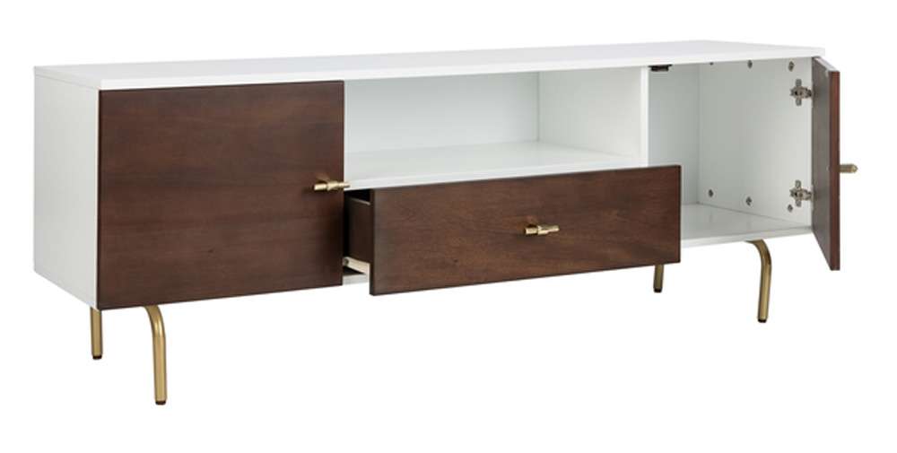 Safavieh - Genevieve Media Stand - Walnut - White - MED5000A veiw 3