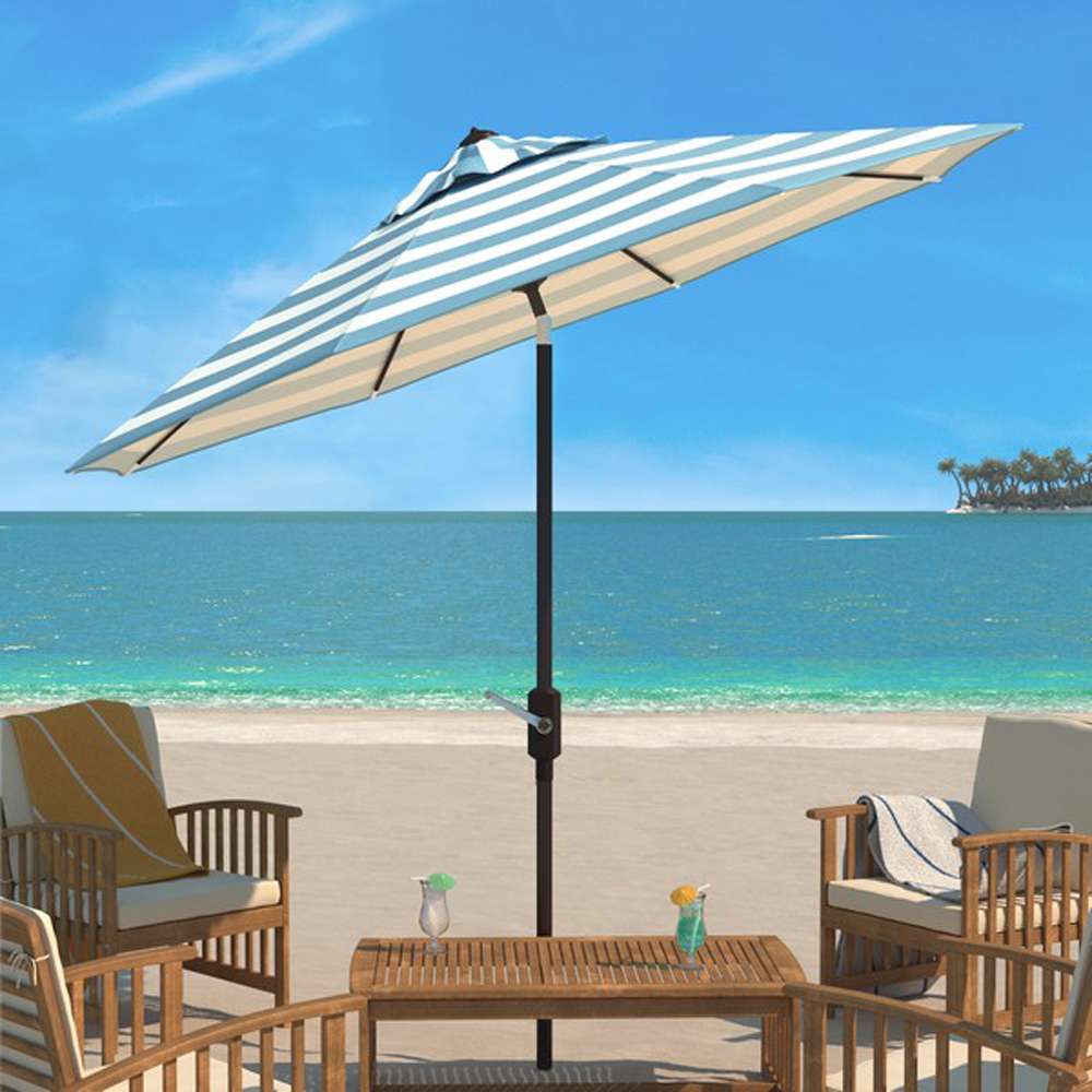 Safavieh - Iris Fashion Line 9Ft Umbrella - Baby Blue - White - PAT8004U veiw 2
