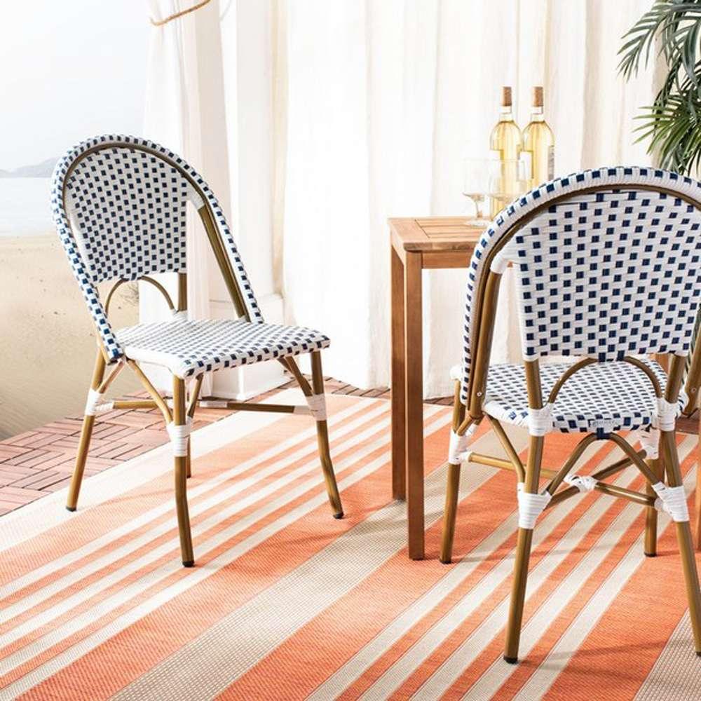 Safavieh - Salcha Side Chair - Blue - White  (Set of 2) - FOX5210A-SET2 veiw 2